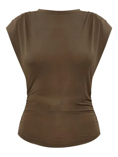 Isabel Marant Étoile Isabel Marant Etoile Gathered Shoulder Tee In Brown