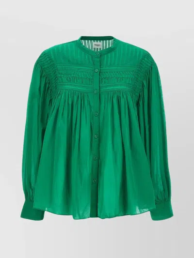 Isabel Marant Étoile Gathered Yoke Sheer Fabric Shirt In Green