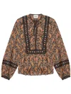 Isabel Marant Étoile Blouse With Deep V-neck And Floral Patterns In Brown