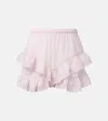 Isabel Marant Étoile Geana Lace-trimmed Cotton Shorts In Pink