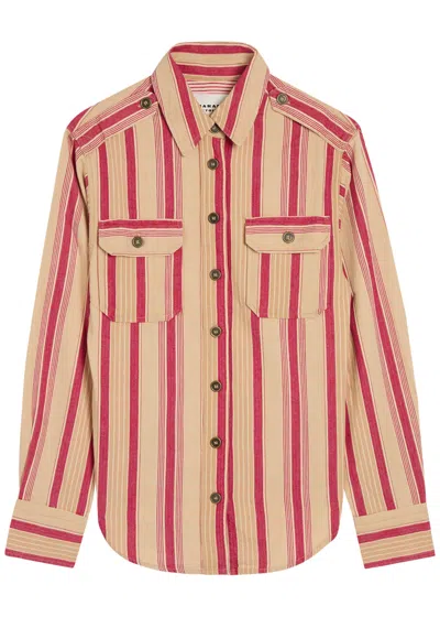 Isabel Marant Étoile Gelva Striped Cotton Shirt In Pink