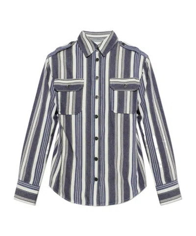 Isabel Marant Etoile Womens Ecru/blue Gelva Striped Cotton Shirt In Gray