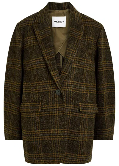 Isabel Marant Étoile Gesina Plaid Wool Jacket In Green