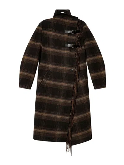 Isabel Marant Étoile Isabel Marant Etoile Gihan Long Checked Fringed Coat In Black