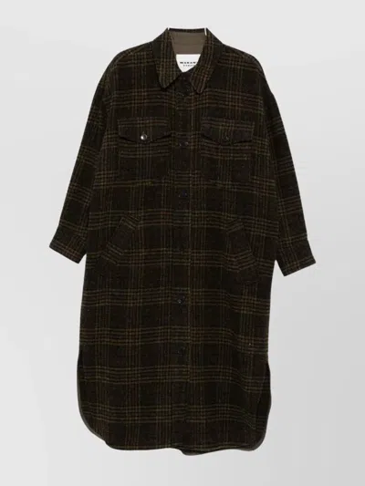 ISABEL MARANT ÉTOILE GISLENE PLAID COLLARED COAT WITH CHEST POCKETS