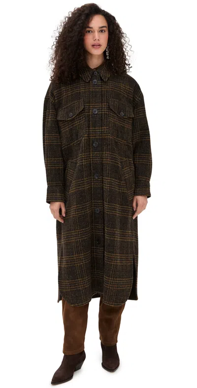 Isabel Marant Étoile Gislene Wool Coat Khaki In Brown