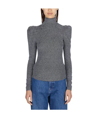 Isabel Marant Étoile Glitter Padded Shoulders Top In Gray