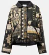 Isabel Marant Étoile Granger Printed Cotton Bomber Jacket In Black / Ochre