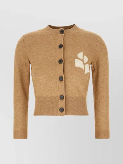 Isabel Marant Étoile Graphic Detail Cotton Blend Cardigan In Brown