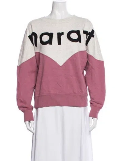 Pre-owned Isabel Marant Étoile Graphic Print Crew Neck Sweatshirt In Grey/pink