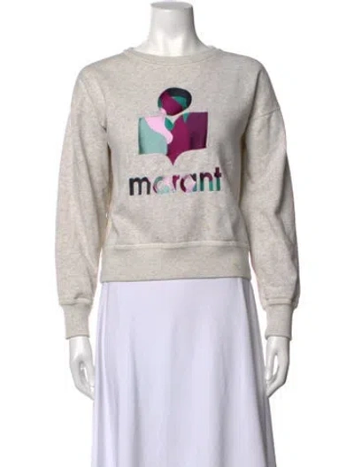 Pre-owned Isabel Marant Étoile Graphic Print Crew Neck Sweatshirt In Neutrals