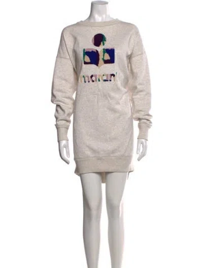 Pre-owned Isabel Marant Étoile Graphic Print Mini Dress In Neutrals