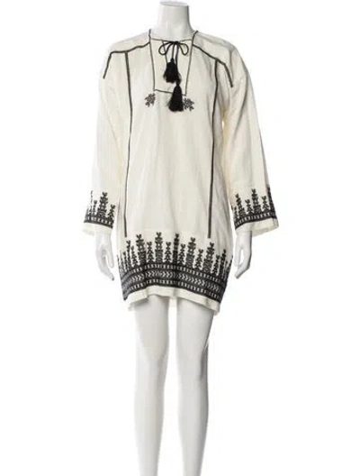 Pre-owned Isabel Marant Étoile Graphic Print Mini Dress In White