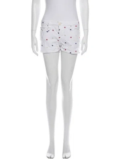 Pre-owned Isabel Marant Étoile Graphic Print Mini Shorts In White