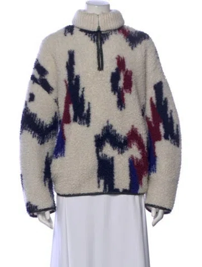 Pre-owned Isabel Marant Étoile Graphic Print Mock Neck Sweater In White