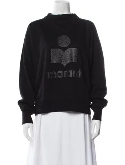Pre-owned Isabel Marant Étoile Graphic Print Mock Neck Sweatshirt In Black