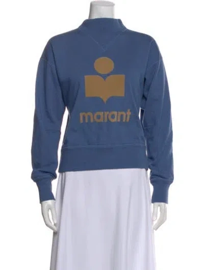 Pre-owned Isabel Marant Étoile Graphic Print Mock Neck Sweatshirt In Blue