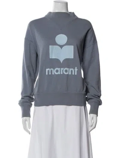 Pre-owned Isabel Marant Étoile Graphic Print Mock Neck Sweatshirt In Blue