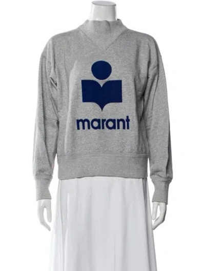 Pre-owned Isabel Marant Étoile Graphic Print Mock Neck Sweatshirt In Grey