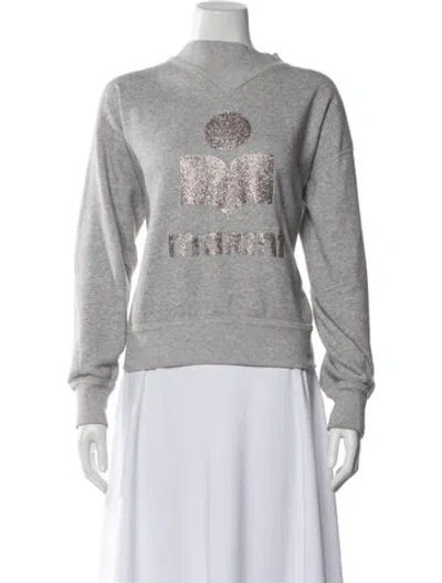 Pre-owned Isabel Marant Étoile Graphic Print Mock Neck Sweatshirt In Grey