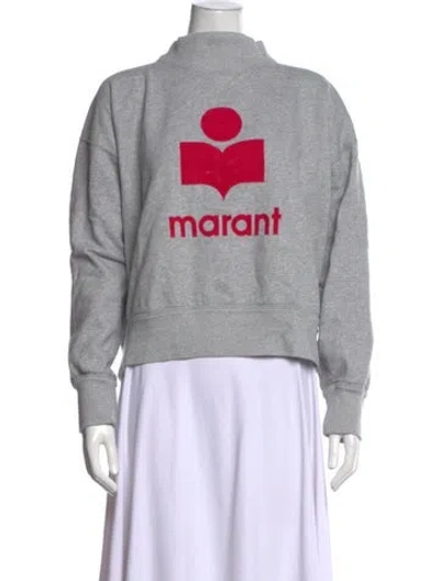 Pre-owned Isabel Marant Étoile Graphic Print Mock Neck Sweatshirt In Grey