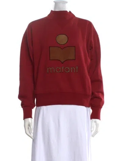 Pre-owned Isabel Marant Étoile Graphic Print Mock Neck Sweatshirt In Red
