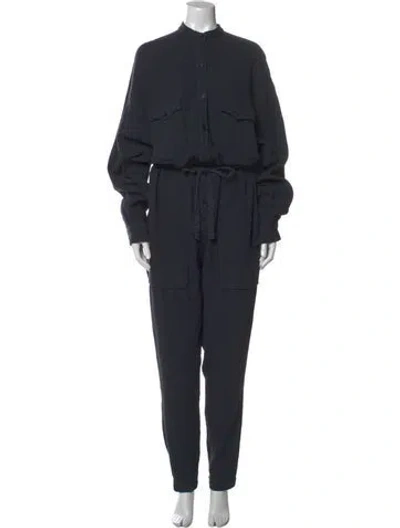 Pre-owned Isabel Marant Étoile Graphic Print Scoop Neck Romper In Blue