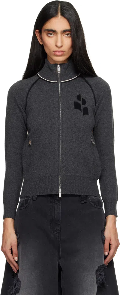 Isabel Marant Étoile Gray Lanya Cardigan Jacket In Black