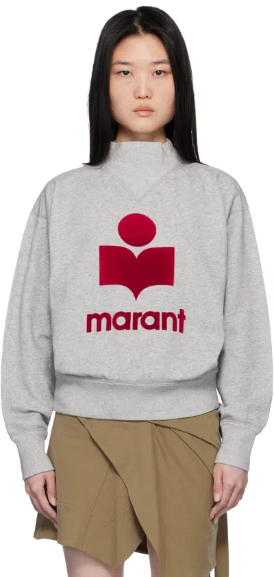 Isabel Marant Étoile Gray Moby Sweatshirt In Grey/red