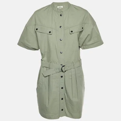 Isabel Marant Etoile Green Cotton Belted Zolina Dress In Black