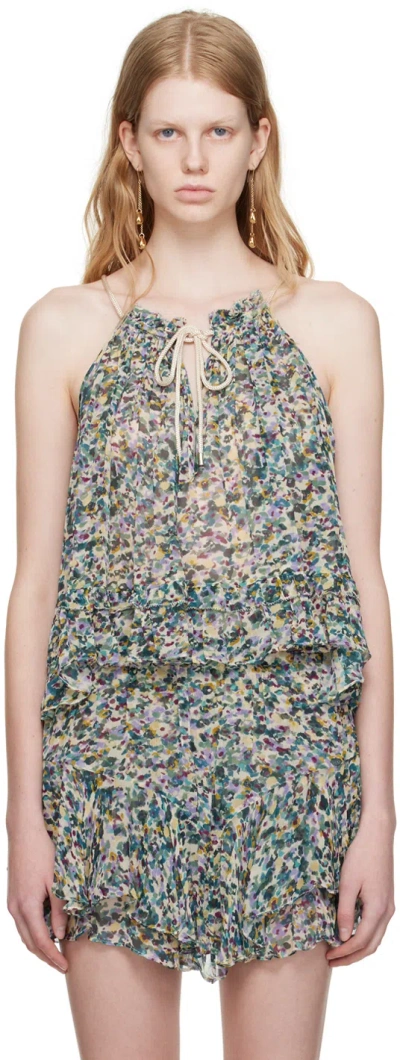 Isabel Marant Étoile Green Fabino Tank Top In Geec Green/ecru