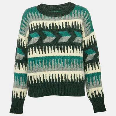 Pre-owned Isabel Marant Étoile Green Sienna Intarsia Wool Pullover Xs