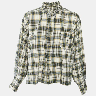 Pre-owned Isabel Marant Étoile Green Tartan Check Cotton Ruffled Blouse S
