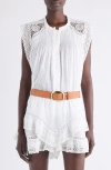 Isabel Marant Étoile Gresia Crochet Accent Cotton Button-up Shirt In White