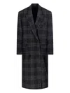 Isabel Marant Étoile Long Checked Double-breasted Notched Lapels Coat In Black
