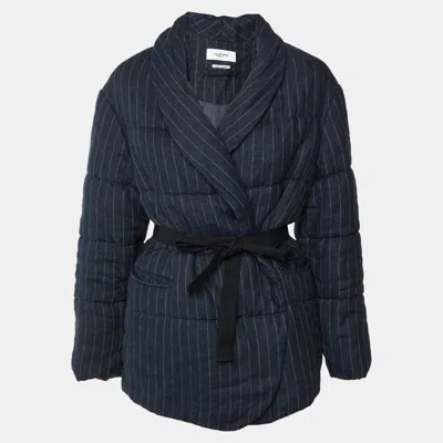 Pre-owned Isabel Marant Étoile Grey Pinstriped Linen Jaron Quilted Jacket Xxl In Gray