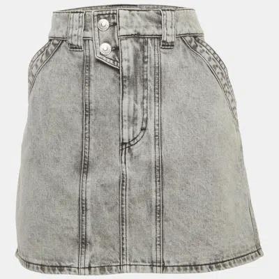 Isabel Marant Etoile Grey Washed Denim Mini Skirt In Gray