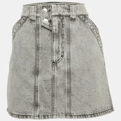 Pre-owned Isabel Marant Étoile Grey Washed Denim Mini Skirt L In Gray