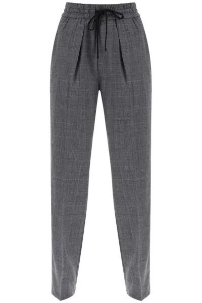ISABEL MARANT ÉTOILE GREY WOOL PRINCE OF WALES PANTS FOR WOMEN