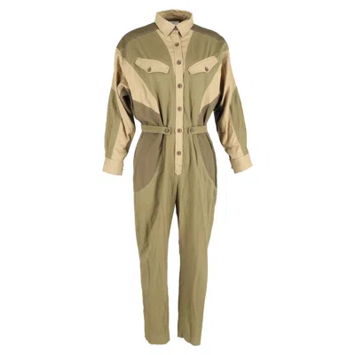 Isabel Marant Étoile Guan Patchwork Jumpsuit In Olive Cotton In Green