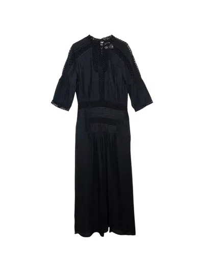 Isabel Marant Étoile Guipure-lace Pintuck-detail Midi Dress In Black