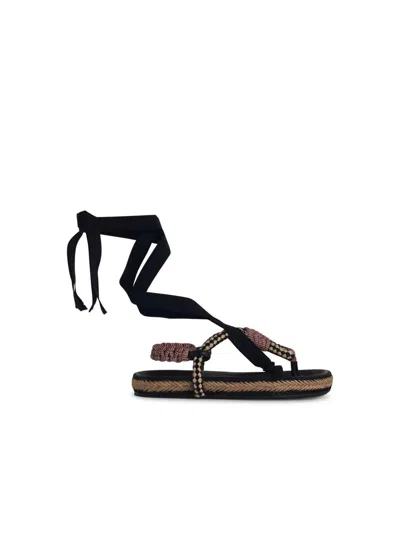 ISABEL MARANT ÉTOILE ISABEL MARANT ÉTOILE 'GYPSA' BLACK COTTON BLEND SANDALS