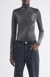 Isabel Marant Étoile Hadia Metallic Turtleneck Top In Gray