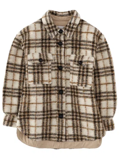Isabel Marant Étoile Harveli Plaid Rounded Hem Shirt In Brown