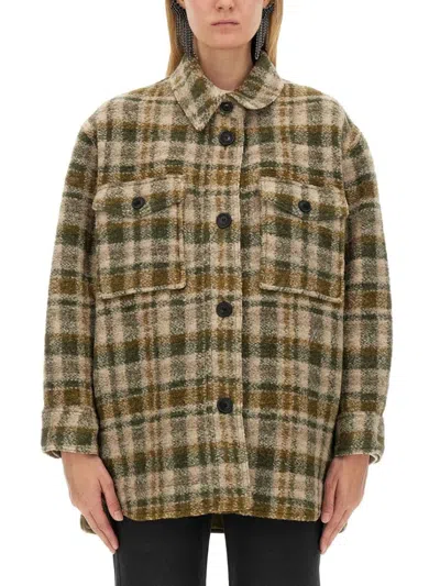 Isabel Marant Étoile Harveli Oversized Checked Wool-blend Jacket In Brown