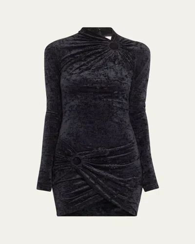 Isabel Marant Étoile Havana Crushed Velvet Mini Dress In Black