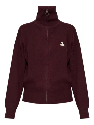 Isabel Marant Étoile High-neck Zip-up Cardigan In Burgundy