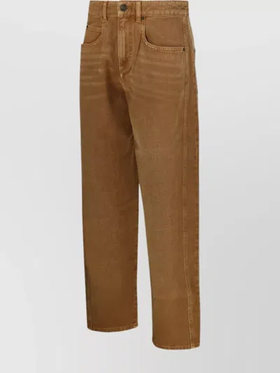 Isabel Marant Étoile High-rise Straight Leg Jeans Five-pocket Style In Brown