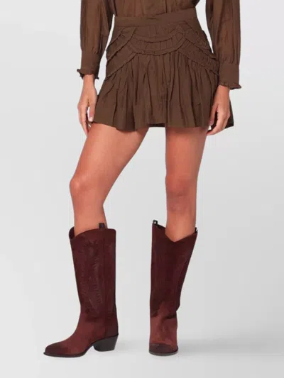 Isabel Marant Étoile High Waist Mini Skirt Ruffles In Brown