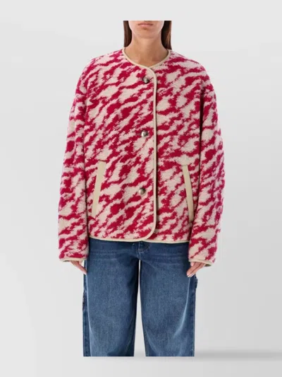 Isabel Marant Étoile Himala Reversible Textured Jacket In Raspberry Beige